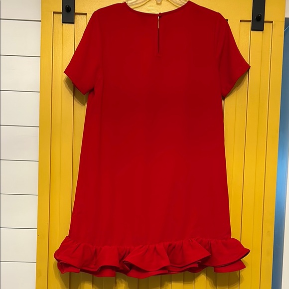 Red Ruffle Hem Mini Dress - Picture 3 of 5